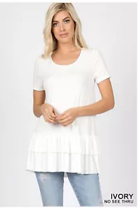 Women’s Zenana Premium Top Shirt White / Ivory Short Sleeves Extra Large XL - Picture 1 of 7