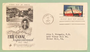 Sc 1325 5c 1967 Eerie Canal Sesquicentennial FDC Art Craft w/Ayerst Enclosure - Picture 1 of 3