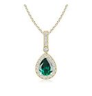 14Kt Gold 1.40 Carat Natural Zambian Emerald & Igi Certified Diamond Pendant
