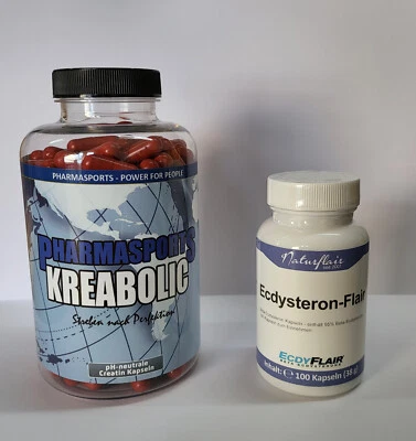 PHARMASPORTS Anaboles Muskelaufbau Set 340 Kapseln Creatin Kreabolic Ecdysterone mehr Kraft