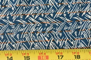 Por 1/2 yarda, estampado tostado y óxido en edredón azul de algodón, Windham, Gerald Roy, P7124 - Imagen 1 de 7