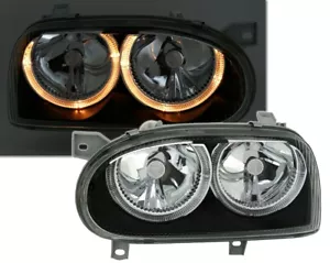Angel Eyes Scheinwerfer Set für VW GOLF 3 in Klarglas Schwarz + Adapter 961060 - Bild 1 von 4