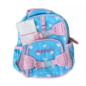Neu Pottery Scheune Kinder Mädchen Mini PRE-K Rucksack Monogramm AUBREY hellblau - Bild 1 von 4
