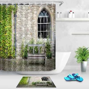 Parthenocissus Waterproof Bath Polyester Shower Curtain Liner Water Resistant - Imagen 1 de 8