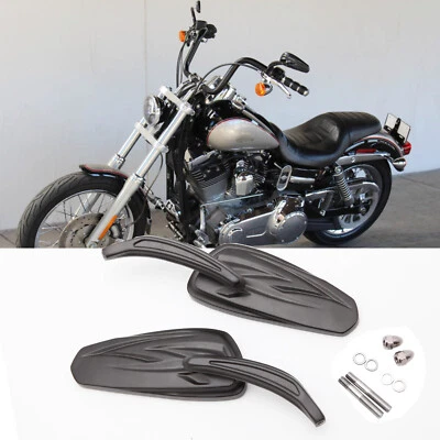 Par de espejos retrovisores de motocicleta Leaf Reaview negros para Harley Davidson Dyna Super Glide Foto 1 de 4