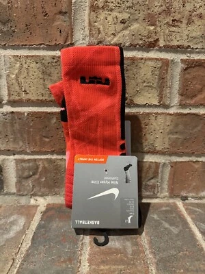 New M 6-8 Nike Lebron James Hyper Elite Crew Basketball Socks Red SX4885-616 Men - Image 1 of 4