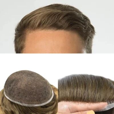 Toupee de renda para homens sistema de cabelo humano transparente renda francesa peça de cabelo masculina - Imagem 1 de 4