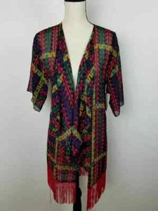 LuLaRoe Monroe Kimono Top, Size Small (NWT Black Bright Pink Green Purple Yellow - Picture 1 of 4