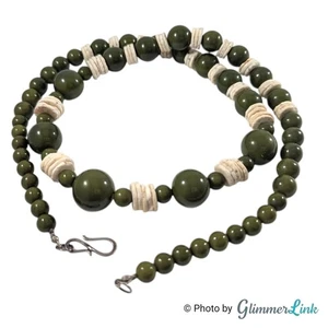 Vintage Tagua Nut & Coconut Shell Bead Necklace with Sterling Silver Clasp - Bild 1 von 12