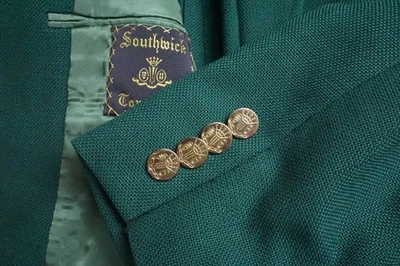 Southwick твердого зеленого золота кнопка сплетенный винтажный Sport пальто куртка Sz 44R - Изображение 1 из 4