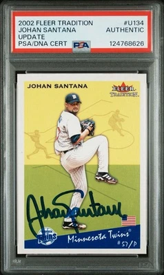 2002 Fleer Tradition Update #U134 Johan Santana PSA/DNA Auto - Image 1 of 3