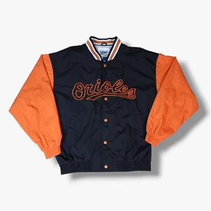FansGear Baltimore Orioles Jacket Medium M Mens Black Orange Button MLB Bomber - Picture 1 of 11