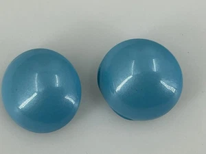 Pendientes de clip de botón con cúpula de esmalte azul vintage de metal redondo de 1 pulgada - Imagen 1 de 6