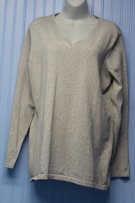 Tommy Hilfiger silver sparkle v neck long sleeve pullover sweater XL NWT - Image 1 of 3
