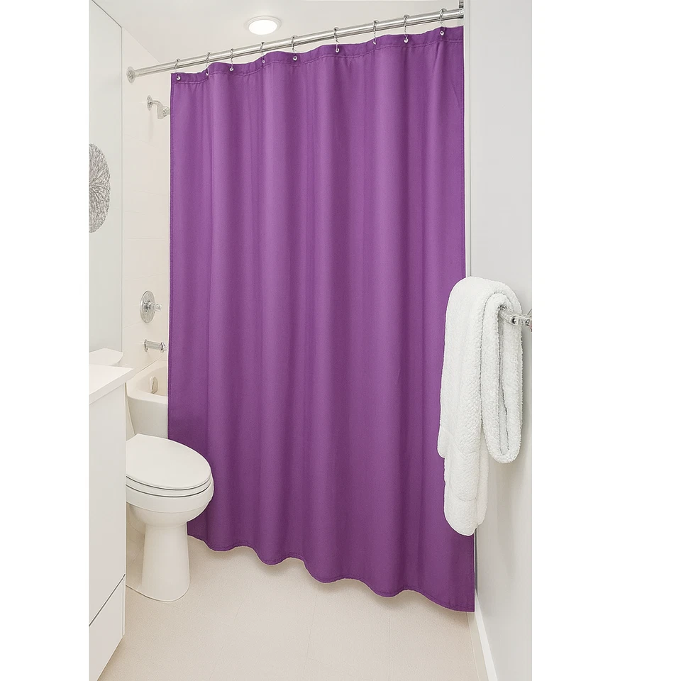 Magnetized PVC Shower Curtain Liner, Mildew Resistant, 70"x72", Hooks Optional - Image 1 of 4