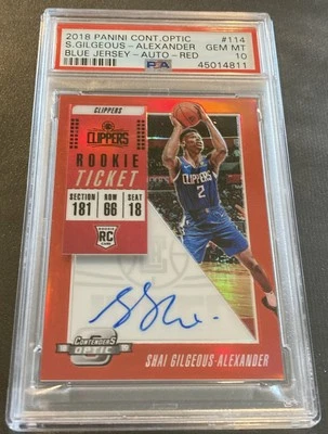 2018 Panini Contenders Optic Shai Gilgeous-Alexander Rookie Auto Red /149 PSA 10 - Image 1 of 3