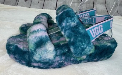 Zapatillas de pelusa de mármol UGG Oh Yeah talla 9 para mujer con correa de piel de oveja sin cordones Foto 1 de 4