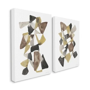 Stupell Abstract Black Gold Brown Shape Design, 2pc Multi - Picture 1 of 5