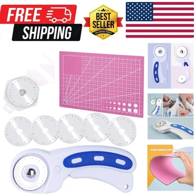 Juego de cortador rotativo - Cortador rotativo de 45 mm, 5 cuchillas giratorias, alfombrilla de corte A5,... Foto 1 de 4