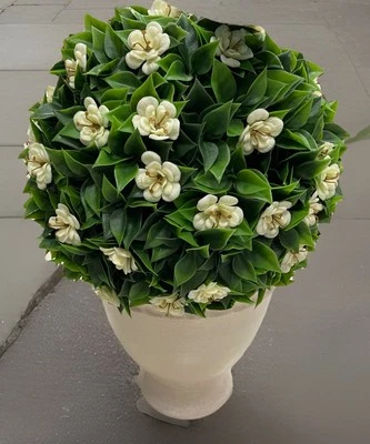 Martha Stewart 14" HANGING TOPIARY KISSING PLANT BALL Gardenia Ivory Flowers NWT - Image 1 of 4