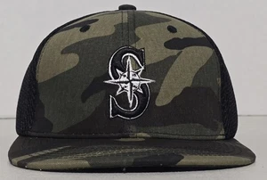 Seattle Mariners Camo Front With Black Back Snapback Men's Hat Melonwear NWOT - Picture 1 of 8