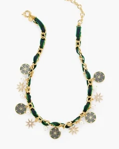 NWT TALBOTS BLACK WATCH PLAID CHARM NECKLACE & EARRINGS NWT! - Picture 1 of 5