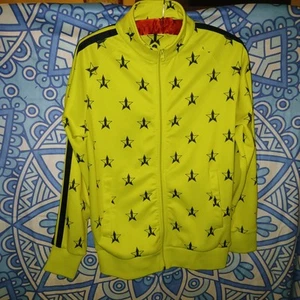 Jeffree Star Mens Yellow  Track Jacket Black Stars Warm-Up Full Zip Size S - Picture 1 of 3