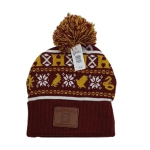 Harry Potter Beanie Hat Red Yellow Knit Pom Pom Hogwarts Unisex - Picture 1 of 5