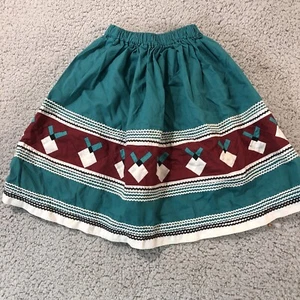 Seminole Skirt New Green/ Red White Small Girl Handmade Patch Pattern - Picture 1 of 4