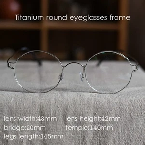 Retro Titanium Round eyeglasses Steve Jobs glasses men's silver frame eyewear - Picture 1 of 4