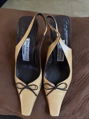 Women's beige Balenciaga. Paris slingback high heel leather shoes size 39 - Image 1 of 4