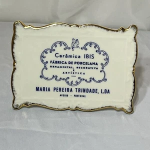 Vintage Ceramica Ibis Aveiro Portugal Porcelana Sign Desk Plaque Advertising - Picture 1 of 8