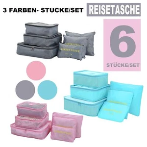 Reise Koffer-Organizer Packtaschen Kleidertaschen Packwürfel Set 6-teilig Urlaub - Bild 1 von 15