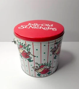 Vintage Retro Weihnachten lustige alte Nikolaus Popcorn Dose mit Griff - Bild 1 von 12