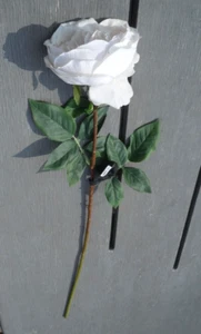 Parlane Silk and Plastic Artificial Flowers White Rose 70cm Stem - Picture 1 of 3