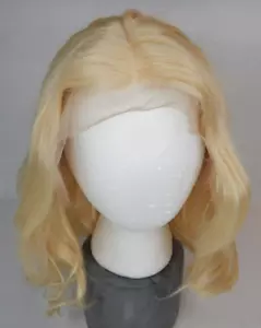 13" kurze natürliche blonde Lace Frontal Transparent Mittelteil Perücke eine Länge - Bild 1 von 7