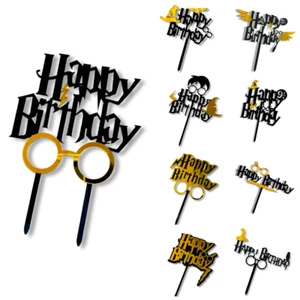 Acryl Cake Topper Harry Potter Happy Birthday Gold Schwarz Party Deko - Bild 1 von 28