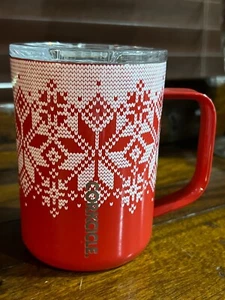 16 oz. Fair Isle Red Holiday Corkcicle Coffee Mug Triple Insulated Non-Slip NWT - Picture 1 of 6