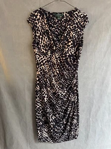 Lauren Ralph Lauren Womens Dress 8 Black Ivory Print Tank Sleeveless Stretch - Picture 1 of 7