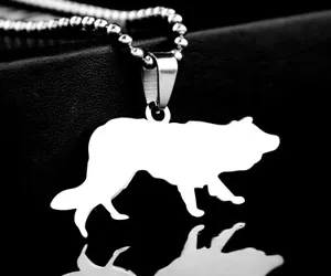 Edelstahl Herding Collie Haustier Erkennungsmarke Charm Anhänger Halskette Bordüre Schaf - Bild 1 von 5