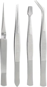 4 Piece Tweezer Set Tool Hair Stamp Collector Hobby Philately Airfix Revel Craft - Picture 1 of 3