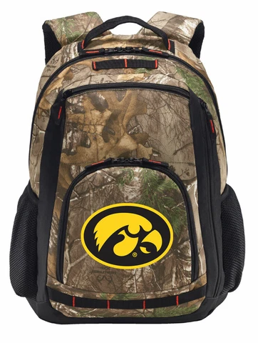 Iowa Hawkeyes Camo Backpack REALTREE University of Iowa Computer Laptop Bag Cover