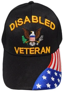 Behinderter Veteran Hut/Hut mit Adler & Flagge, schwarz Militär - Bild 1 von 6