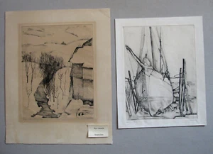 PIERRE GUASTALLA ,1891 - 1968 . 2 RADIERUNGEN . ST.TROPEZ und HIVER a MEGEVE - Picture 1 of 5