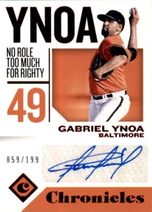2018 Panini Chronicles Autographs Red Gabriel Ynoa Auto 059/199 Baltimore - Picture 1 of 2