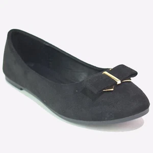 Reveal Mujer Amani Moda Manoletinas Planas Zapatos de Diseño Negro - Imagen 1 de 1
