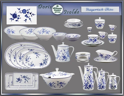 Seltmann Weiden DORIS / ISOLDE - azul bávaro piezas a elección taza plato jarra Foto 1 de 4