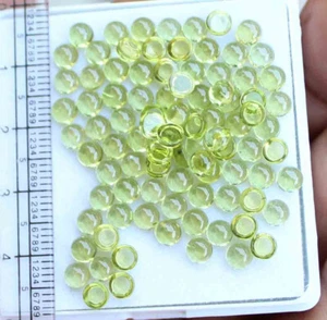 Lote de piedras preciosas sueltas cabujón redondo de peridoto natural de 35,00 quilates 4 mm - Imagen 1 de 4