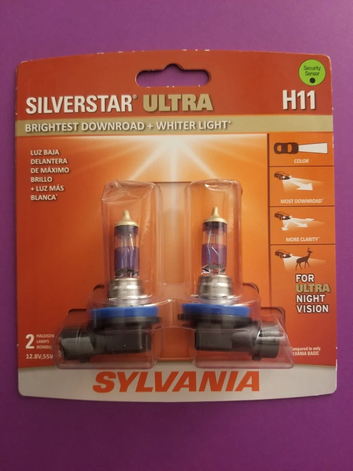 NEW - Sylvania H11 Silverstar ULTRA NIGHT VISION Halogen Headlight Bulbs 2-Pack - Image 1 of 1