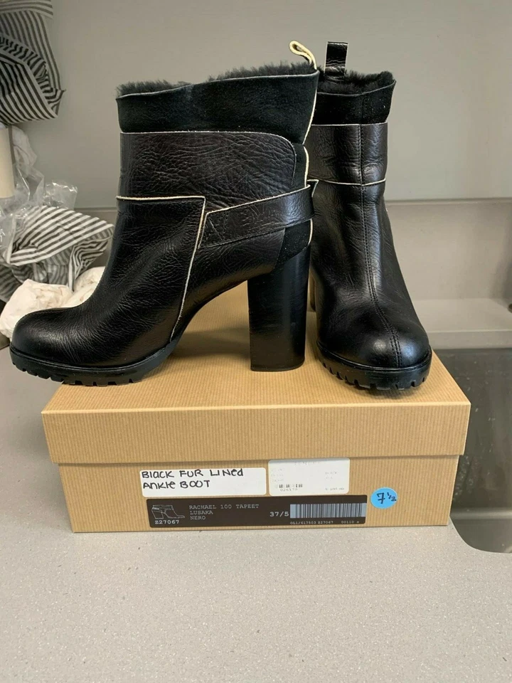 胶带靴 尺寸:7.5 US / 37.5 皮革带皮草 — 第 1/4 张图片